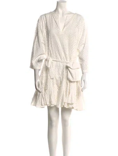 Pre-owned Rhode V-neck Mini Dress In Neutral