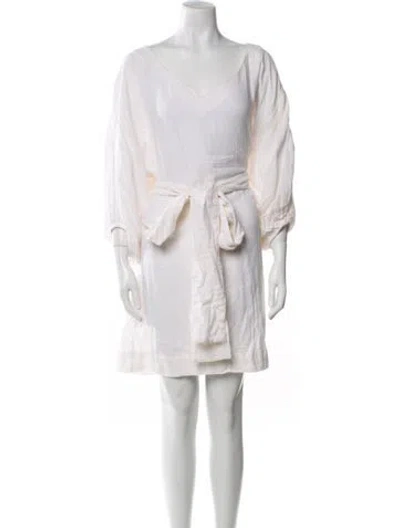 Pre-owned Rhode V-neck Mini Dress In Neutral