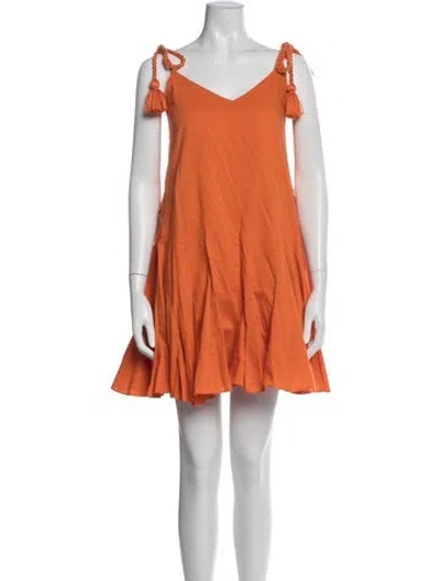 Pre-owned Rhode V-neck Mini Dress In Orange