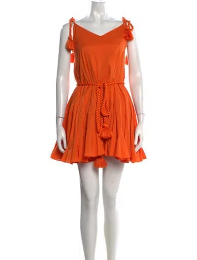 Pre-owned Rhode V-neck Mini Dress In Orange