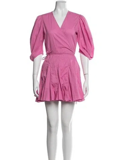 Pre-owned Rhode V-neck Mini Dress In Pink