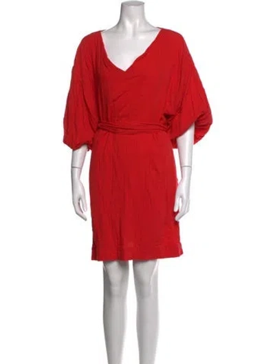 Pre-owned Rhode V-neck Mini Dress In Red