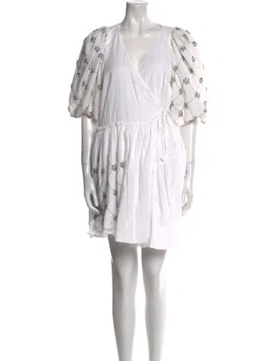 Pre-owned Rhode V-neck Mini Dress W/ Tags In White