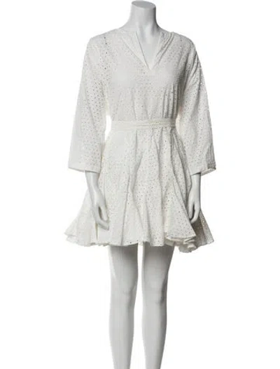 Pre-owned Rhode V-neck Mini Dress In White