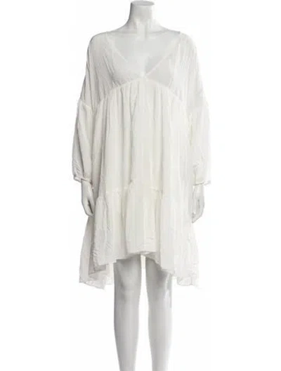 Pre-owned Rhode V-neck Mini Dress In White