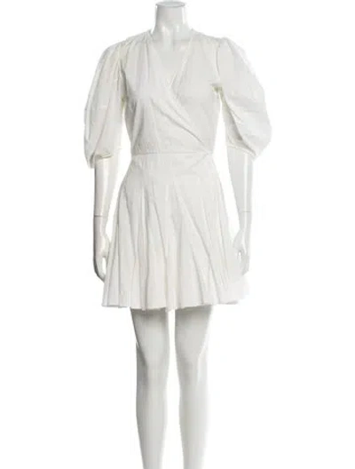 Pre-owned Rhode V-neck Mini Dress In White