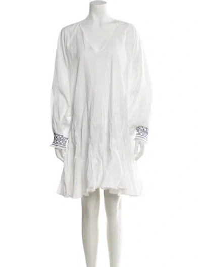 Pre-owned Rhode V-neck Mini Dress In White
