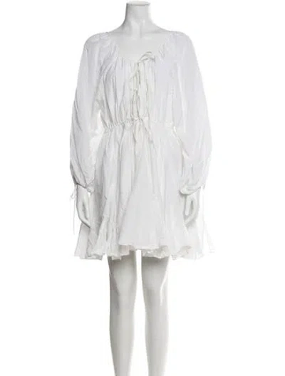 Pre-owned Rhode V-neck Mini Dress In White