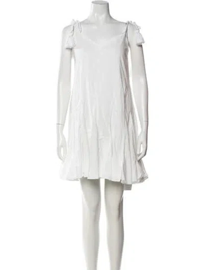 Pre-owned Rhode V-neck Mini Dress In White