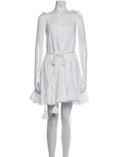 Pre-owned Rhode V-neck Mini Dress In White