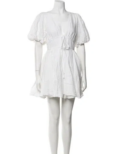 Pre-owned Rhode V-neck Mini Dress In White