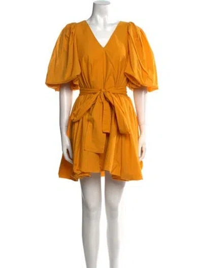 Pre-owned Rhode V-neck Mini Dress In Yellow