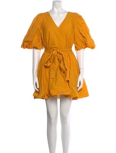 Pre-owned Rhode V-neck Mini Dress In Yellow