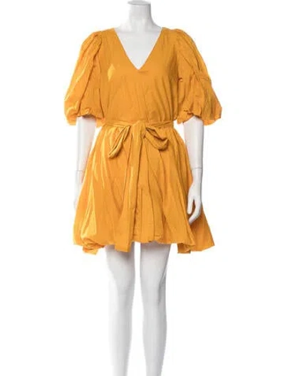 Pre-owned Rhode V-neck Mini Dress In Yellow