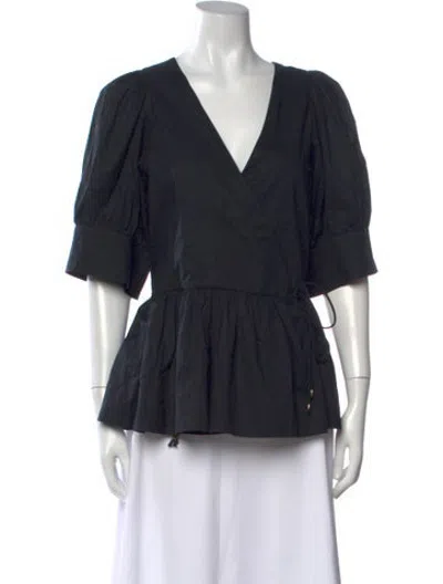 Pre-owned Rhode V-neck Short Sleeve Top In Black