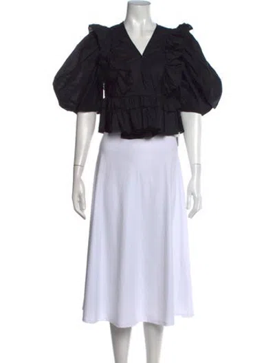 Pre-owned Rhode V-neck Short Sleeve Top In Black