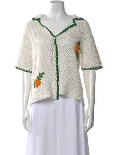 Pre-owned Rhode V-neck Sweater In White