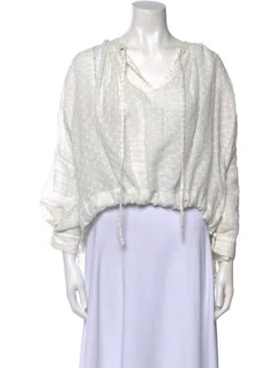 Pre-owned Rhode V-neck Three-quarter Sleeve Crop Top In Neutral