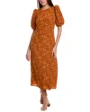 Rhode Anton Midi Dress In Orange