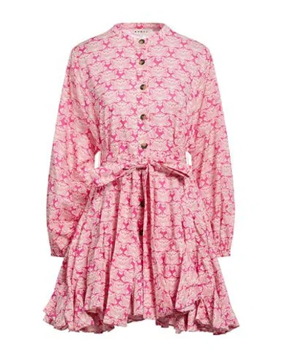 Rhode Woman Mini Dress Fuchsia Size S Cotton In Pink