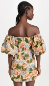 Rhode Women's 100% Linen Mini Dali Dress, Capri Orchard, Orange, Floral Mini In Blue