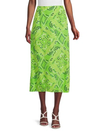 Rhode Women's Amy Print Midi Skirt In Lime