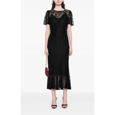 RHODE WOMEN'S ARABELLA LACE MIDI DRESS, INK LYON LACE