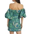 Rhode Women Dali Aquatic Bloom Blue Print Off The Shoulder Mini Sheath Dress In Green