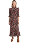 Rhode Felix Midi Dress In La Toile Floral In Black