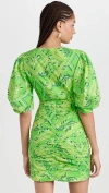 RHODE WOMEN'S ISLA DRESS, LIME DIAMOND STITCH, GREEN, PRINT MINI