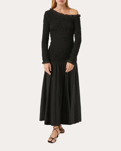 Rhode Women's Lettie Smocked Voile Dress In Black
