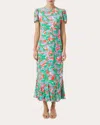 Rhode Lulani Floral Print Midi Dress In White Fleur Tropicale