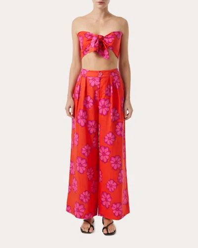 Rhode Women's Toni Floral Linen Bra Top In Scarlet Bombay Bloom