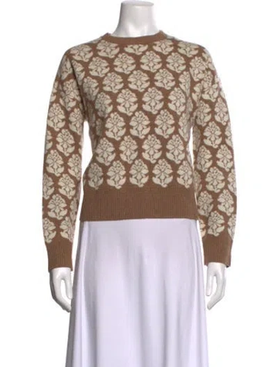 Pre-owned Rhode Wool Floral Print Sweater In Brown