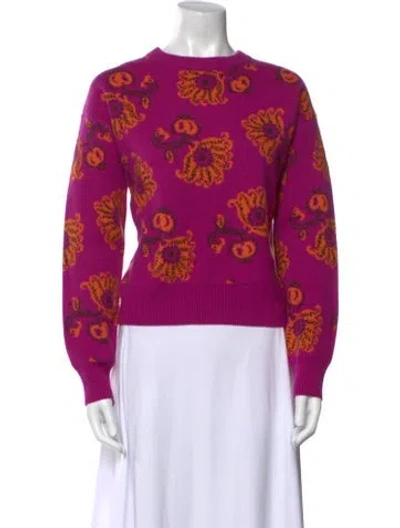 Pre-owned Rhode Wool Floral Print Sweater In Purple