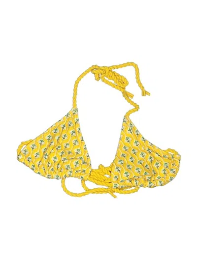 Pre-owned Rhode X Target Swimsuit Top Yellow Tweed Pattern Swimwear