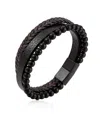 Rhona Sutton Axis Beaded Leather Bracelet In Black