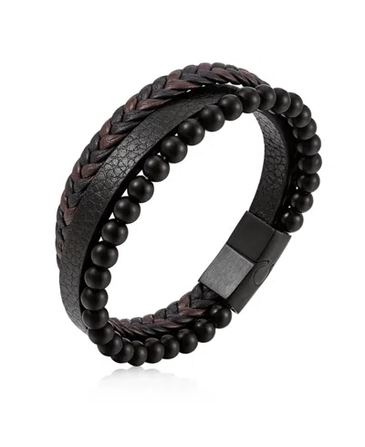 Rhona Sutton Axis Beaded Leather Bracelet In Black