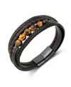 Rhona Sutton Black Apex Multi Leather Stainless Steel Bracelet In Multi