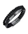 Rhona Sutton Black Identification Leather Stainless Steel Bracelet In Black