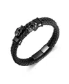 Rhona Sutton Black Reaper Leather Stainless Steel Bracelet In Black