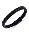 Rhona Sutton Black Rolo Chain With Black Wax Cord Stainless Steel Bracelet In Black