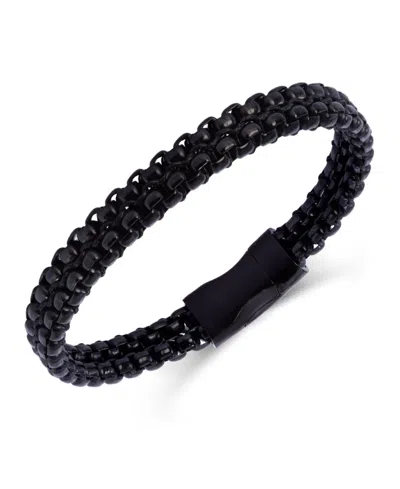 Rhona Sutton Black Rolo Chain With Black Wax Cord Stainless Steel Bracelet