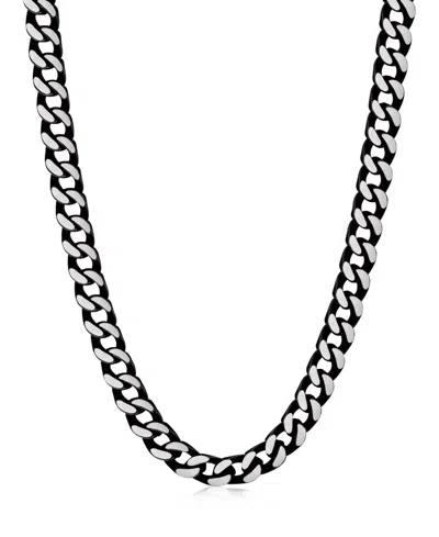 Rhona Sutton Black Silver Box Chain Stainless Steel Necklace