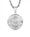 Rhona Sutton Compass Coin Pendant Stainless Steel Necklace In Silver