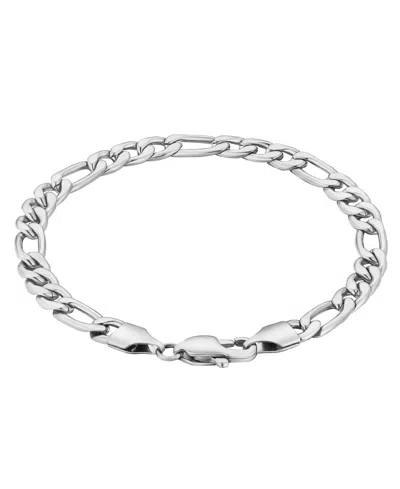 Rhona Sutton Contemporary Figaro Chain Stainless Steel Bracelet In Silver