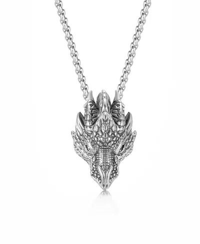 Rhona Sutton Dragon Stainless Steel Pendant Necklace In Silver