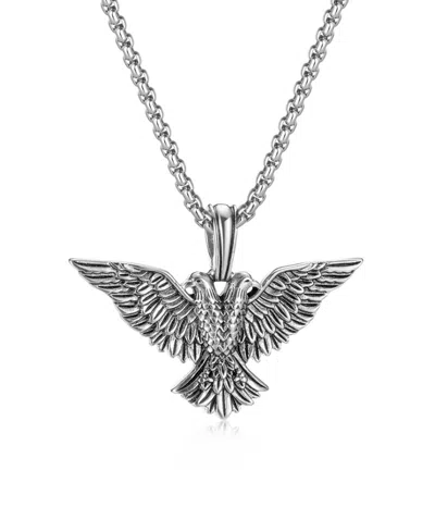 Rhona Sutton Eagle Empire Stainless Steel Pendant Necklace In Silver