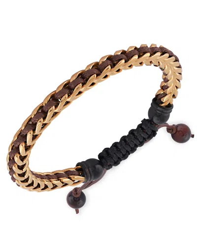 Rhona Sutton Gold Arrow Chain Wax Cord Stainless Steel Bracelet In Multi