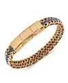 Rhona Sutton Gold Brown/blue Cord With Chain Stainless Steel Bracelet In Gold
